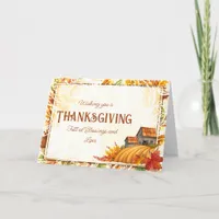 Happy Thanksgiving Fall Leaves Blessings  Holiday Card