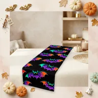 Neon Bat Black Halloween Short Table Runner