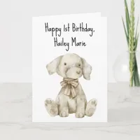 First Birthday Stuffed Toy Dog Personalized Card