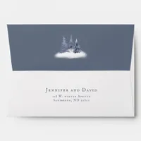 Winter Dusty Blue Woodland Chic Wedding Envelope