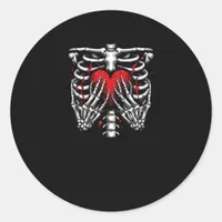 Skeleton Hands Holding Heart Halloween Costume Fun Classic Round Sticker