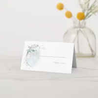 Wedding | Dusty Blue Over the Moon in Love Place Card
