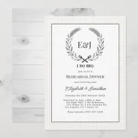 Rustic Monogram I Do BBQ Rehearsal Dinner Invitation