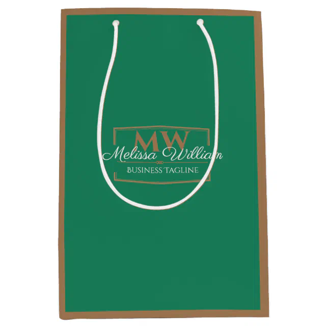 Green Gold Monogram Medium Gift Bag