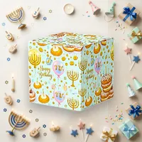 Festive Blue Gold Hanukkah Birthday Favor Boxes