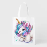 Fluffy Unicorn Puppy Grocery Bag
