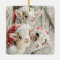 Snow Babies Christmas Goats 9 - YOUR PHOTO Ceramic Ornament