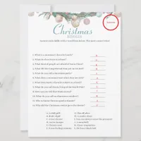 Coastal  Christmas Riddles game Answer card