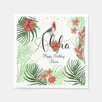 Authentic Hawaiian Red Cardinal & Tropical Floral Napkins