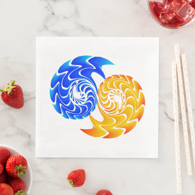 Abstract Blue Gold Yin Yang Fishes Balance Paper Dinner Napkins