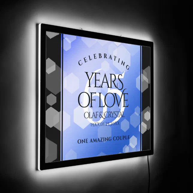 Elegant 65th Blue Sapphire Wedding Anniversary LED Sign