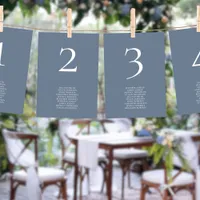 Simple Dusty Blue Table Number Seating Chart Card