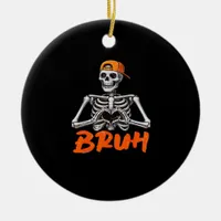 Bruh Skeleton Hand Heart Halloween Costumes Men Cl Ceramic Ornament