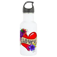 I Love You | Street Art Urban Heart    Stainless Steel Water Bottle