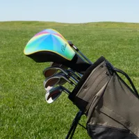 Modern iridescent pastel rainbow colored,  golf head cover