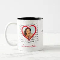 I Love My Girlfriend Red Heart Custom Photo Name Two-Tone Coffee Mug