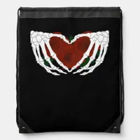 Skeletal Heart  Drawstring Bag