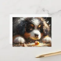 Adorable Bernese Mountain Dog Puppy Broken Egg Postcard