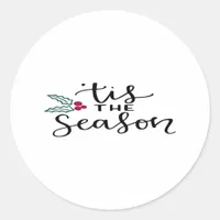 Tis The Season Retro Classic Design Classic Round Sticker
