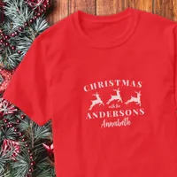 Custom Name Reindeer Matching Family Christmas T-Shirt