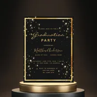 Graduation party black gold bubble 2025 invitation postcard