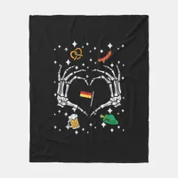 Oktoberfest Skeleton Hand Heart Flag German  Fleece Blanket