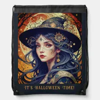 Halloween Theme - Tattooed Witch Drawstring Bag