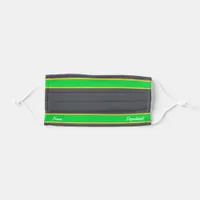 [Match Your Uniform] Steel Gray w/ Green Stripes Adult Cloth Face Mask