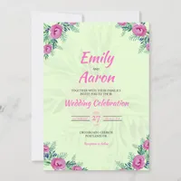 Sage Rose Romantic Floral Watercolor Wedding Invitation