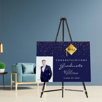 Graduation party navy blue gold photo 2025 foam board