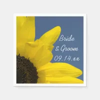 Yellow Sunflower and Blue Sky Wedding Napkins