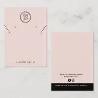 Blush Pink Logo Necklace Earrings Display Card