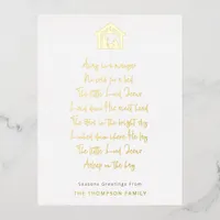 Nativity Away In A Manger Lyrics Name Real Foil Holiday Postcard