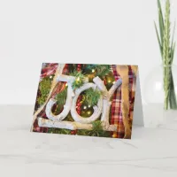 Country Styled Christmas Card, "Joy" Holiday Card