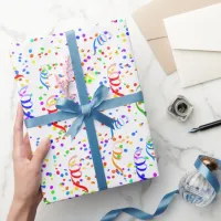 Colorful Confetti and Streamers Pattern Wrapping Paper