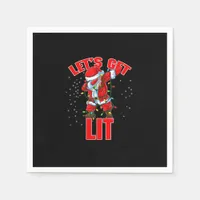 Let's Get Lit Drinking Santa Hat Dabbing Christmas Napkins