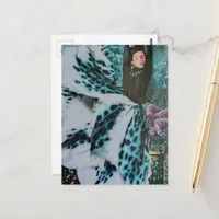Blindfolded Woman Fashion Collage Postcard