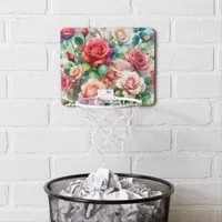 Whimsical Rose Pattern Mini Basketball Hoop