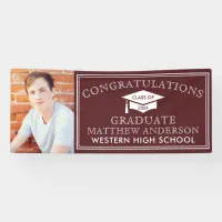 Modern Maroon Congrats Graduation Photo Banner