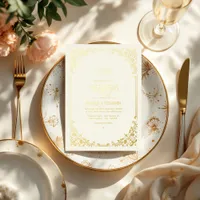 Ivory and Gold Old Money Aesthetic Wedding Foil Invitation