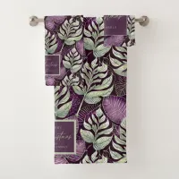 Purple Green Christmas Pattern#29 ID1009 Bath Towel Set