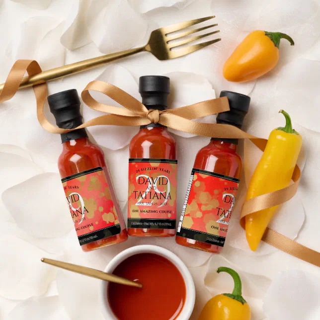 Elegant 29th Garnet Wedding Anniversary Hot Sauces