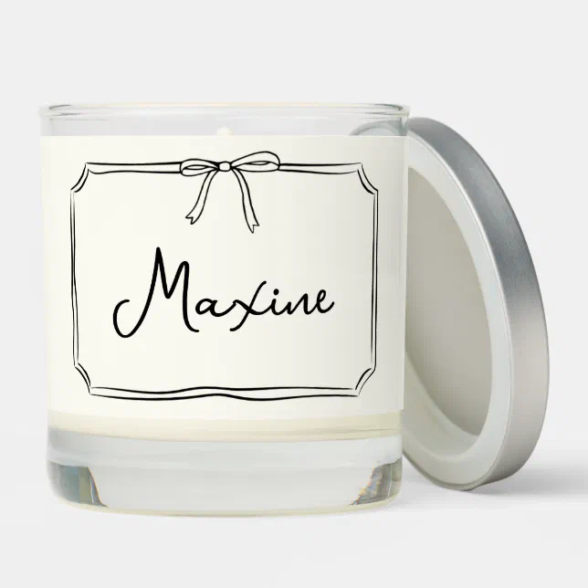 Handwritten Custom Name Coquette Bow Aesthetic Scented Candle