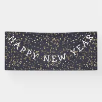 Gold Stars Navy Blue Happy New Year Banner