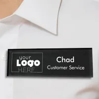 Small Name Badge Magnet Logo Employee Staff Black