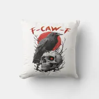 Crow, F-Caw-F Funny Bird F-Caw-F Moon Gothic Adult Throw Pillow