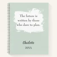 Sage green inspirational quote notebook