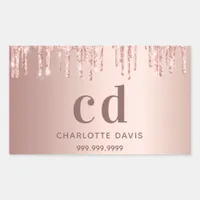 Rose gold blush drips name rectangular sticker