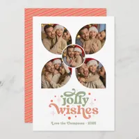 Blush & Sage Retro Photo Collage Christmas Holiday Card