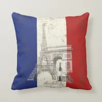 Flag and Symbols of France ID156 Throw Pillow